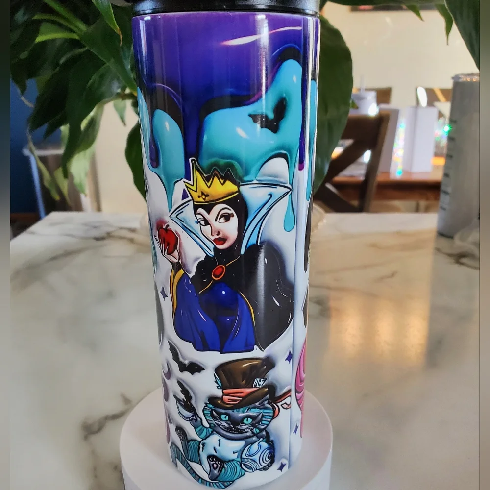 Disney Villains 3D Puffy Bubble 20oz Tumbler  with duo lids 🎉sale